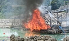 Polres Kuansing Bergerak Cepat, Tiga Rakit PETI di Jantung Kota Teluk Kuantan Dimusnahkan