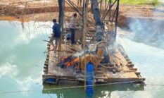 Polsek Kuantan Hilir Tertibkan PETI di Kasang Limau Sundai, Tiga Rakit Dimusnahkan