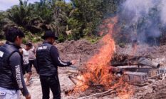Polsek Benai Tertibkan PETI di Dusun Jirak, Empat Rakit Robin Dimusnahkan