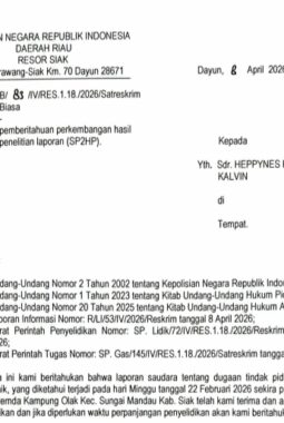 “SP2HP Terbit, Laporan Pencemaran Nama Baik di Siak Resmi Diproses”