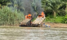 Polsek Cerenti Tertibkan 13 Rakit PETI di Sepanjang Aliran Sungai Batang Kuantan