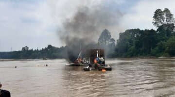 Polsek Cerenti Sikat 48 Rakit PETI, Sungai Kuantan Diselamatkan dari Tambang Ilegal
