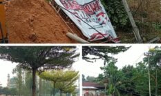 Angin Kencang Nyaris Renggut Nyawa di Dekat Masjid Agung: Reklame Tumbang, Kabel Terjuntai, Warga Tersangkut Leher