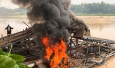 Polsek Cerenti Tertibkan 8 Rakit PETI di Sungai Batang Kuantan, Kecamatan Inuman
